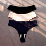 3 Pcs Seamless Ladies Ribbed Cotton Thong Simple Women's Low Waist Bikini Briefs Sports Girls Underwear Plus Size