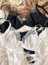 French Ultra Thin Women Lingerie Set Sexy Satin Lace Splicing Comfort Bras Leopard Print Temptation Bra and Thong Sets Underwear
