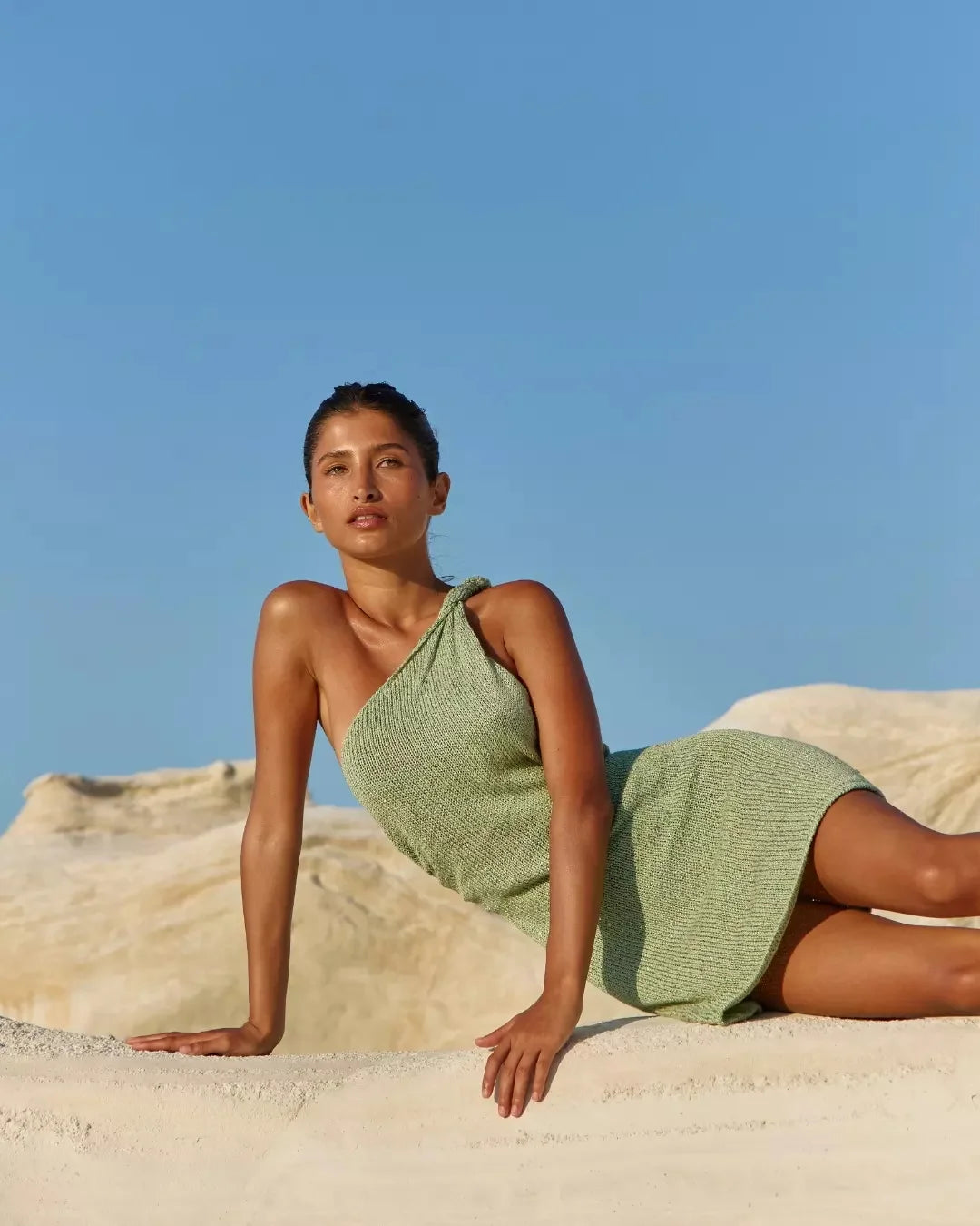 2026 Sexy Knit One Shoulder Halter Neck Beach Mini Women's Holiday Party Dresses Outfit Chic Beachwear Swimsuit Cover Up K265