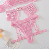 Pure desire hollow out three piece set, complex craftsmanship embroidery hollow out gathering fun set