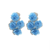 Chiffon flower multi-layer earrings, summer beach vacation style exaggerated earrings design, light luxury, niche