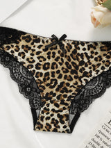 Ladies' New Leopard Print Sexy And Comfortable Front Bbutton Beautiful Back Underwear Lace Triangle Underwear Set A3159