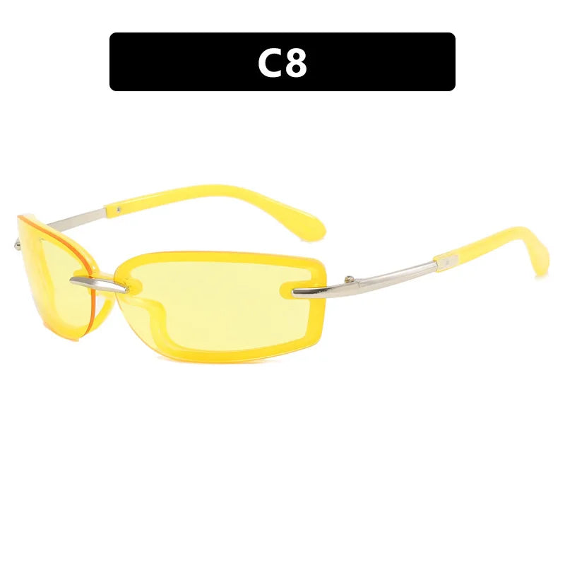 Rimless Y2K Style Sunglasses Rectangle Fashion Popular Women Men Shades Square Sun Glasses for Female Male Glasses Metal Frame