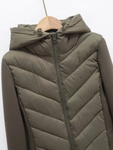 ETJ 2025 new  women's elegant fashion patchwork long sleeve standing collar hooded cotton jacket sport coat 8073227