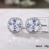 Huitan Bright White/Yellow/Pink CZ Stud Earrings for Women Fashion Contracted Jewelry High Quality Wedding Engagement Earrings