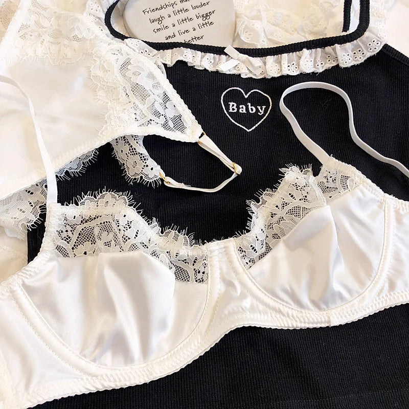 Sexy Underwear Set for Women Ultra-thin Bra Set French Lace Breathable Bralette Female Silk Comfort Bras and Thong Lingerie