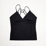 NCLAGEN Vision Twist Front Longline Top Women's Seamless Thin Straps Yoga Gym Workout Vest Running Tank Tops Fitness Clothing