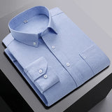 New In Shirt Oversize Long-Sleeve 100%Cotton Shirts for Men Slim Fit Formal Plain Shirt Plaid Casual Tops Designer Black Clothes