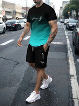 2024 New Summer Street Men's Suit Sportswear Men's Oversized Clothing 3D Print T-Shirt Shorts Men's Simple Clothing Fashion Suit