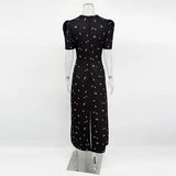 Sexy Hollow Lace Dress Women's Fashion Short Sleeve Elegant High Waist Slim Print Dress Summer Party Club Clothes Female 2026