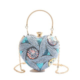 Wrist Bag Glitter Sequin Evening Banquet Bag Embroidery Elegant Heart Shape Handbag Sweet Large Capacity Ladies Clutch Bag Party