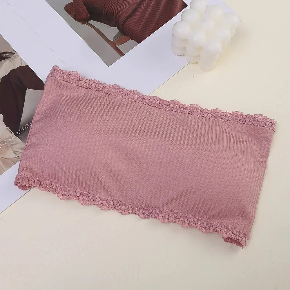 Summer Strapless Women Bras Back Lace Sexy Chest Tops Seamless Breathable Underwear Brassiere Solid Invisible Chest Wraps Bra