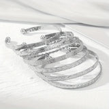 7Pcs Stackable Engraved Open Cuff Bangle Set, Boho Multi Pattern Stack Bracelets, 2 Colors Available Gold Silver, Minimalist Beach Vacation Women Wrist Jewelry, Trendy Fashion Gift Accessories For Ladies