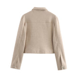 SLTNX Women's Zipper Jacket Coat New Winter Long Sleeve Pocket Outerwear Coat Short Street Elegant Women's Jacket