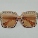 Diamond Oversized Sunglasses Big Square Frame Sunglasses UV400 Crystal Eyewear Retro Rhinestone Frames Eyeglasses