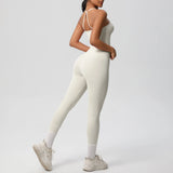Halter Yoga Top Set Fitness Gym Suit Training Sleeveless Sport Gym Tops Crossover Back Sports Underwear  Tummy Control Slimming