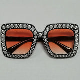 Diamond Oversized Sunglasses Big Square Frame Sunglasses UV400 Crystal Eyewear Retro Rhinestone Frames Eyeglasses