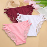 3PC/Set Women's Sexy Floral Lace Panties Low Rise Hollow Out Briefs Transparent Underwear Female Elastic Straps Soft Lingerie