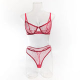 Toucheart 2-Piece Sexy Leopard Print Lingerie Set Bra Women Hollow Sexy Lingerie Thin Mesh Patchwork Print See-Through Sexy Set
