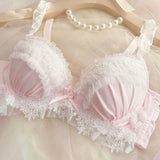 Teen Favorite! MOYISU Japanese Sweet Lolita Bra Set G Cup Heavy Steel Ring Support Heavy Lace Thin Cup Pure Sexy Large Bust CA