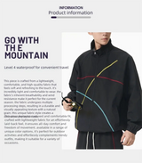Unisex 2‑Pieces Tracksuit Set Color Contrast Stitching Stand Collar Zip‑Up Jacket Wide Leg Pants Windproof Outdoor Hiking Set