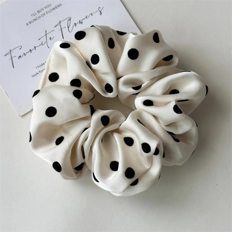Korean Women Hair Simple Satin Scrunchies Wave Point Hair Band For Girls Ponytail Holder Rubber Bands Hair Ties Hair Accessories