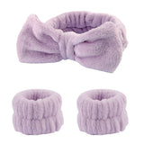 Women's Soft Coral Fleece Headband Wide Bow Hair Band Wristband for Skincare Face Washing Hair Accessories