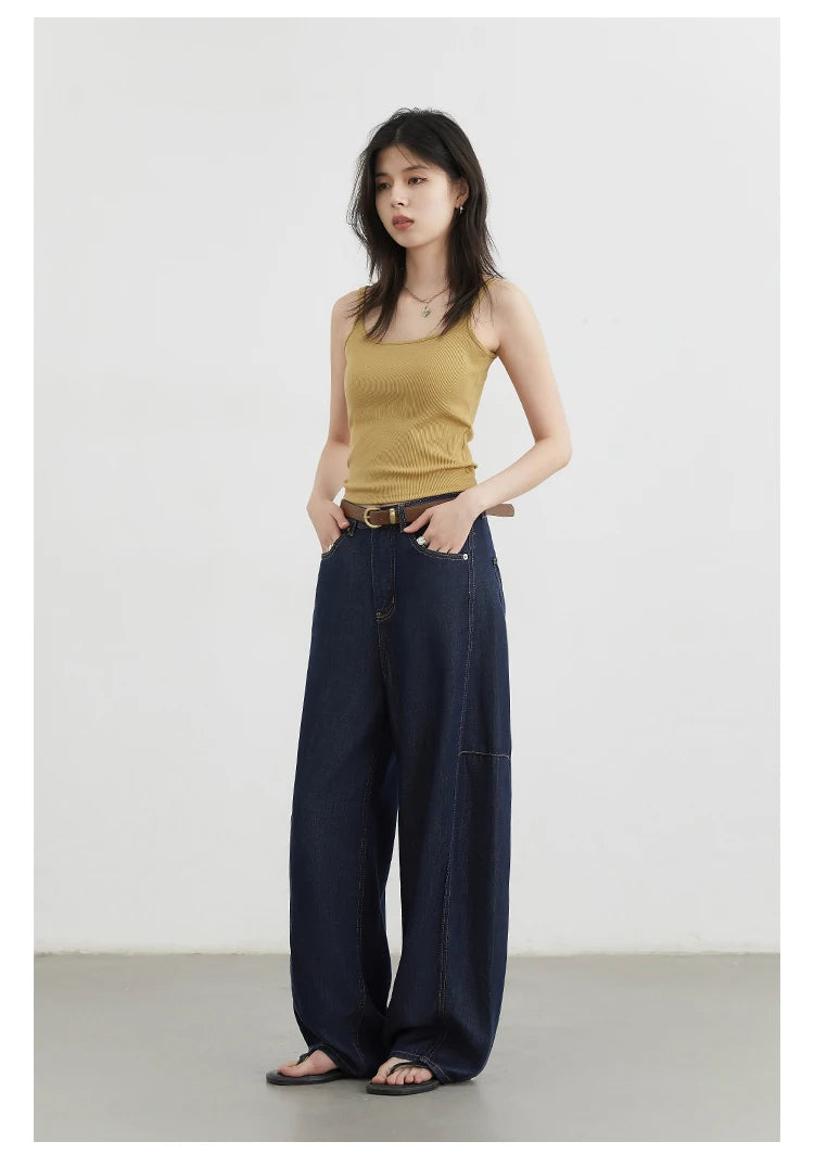 CHIC VEN Women's Jeans Loose Casual New High Waist Split Female Wide Leg Denim Pants  Spring Autumn 2025