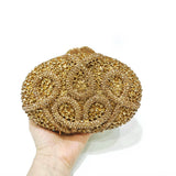 Gold Diamond Flower Evening Clutch Purse Oval Shape Rhinestone Crystal Wedding Bridal Clutches Luxury Phone Handbags