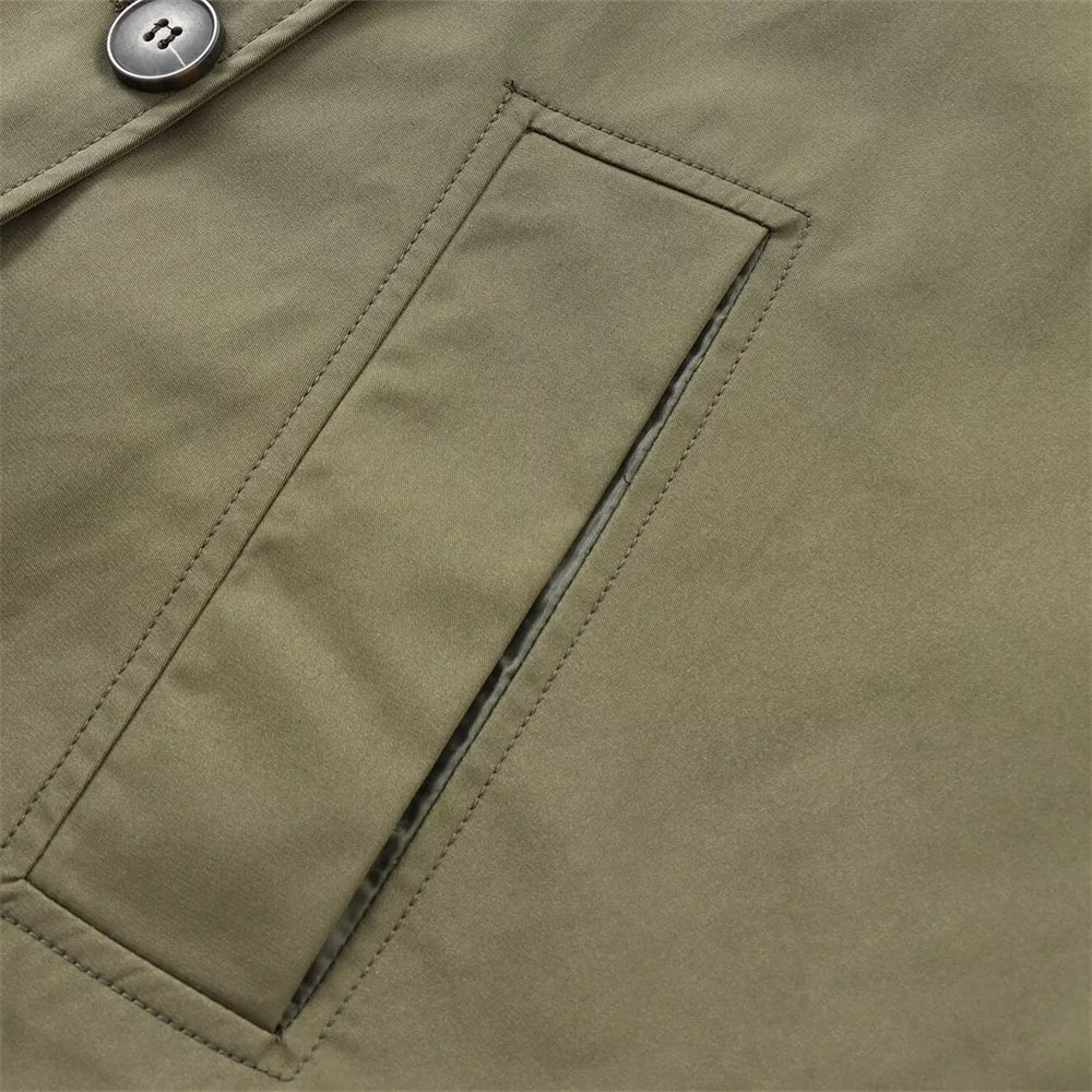 Autumn new European and American style hooded long sleeved lapel jacket single breasted trench coat short jacket