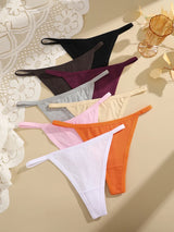 4Pcs Women's Cotton Thongs Sexy Thin Waist Underwear Traceless Low Waist G-string Sports T-Back Female Breathable Panties S-XL