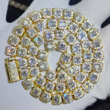 HHIOK Clustered Diamond Tennis Chain Miami Tennis Link Bracelet for Women 7MM Iced Out CZ Cuban Necklace Hip Hop Jewelry Gifts