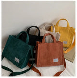Women Handbag Simple Corduroy Portable Large Capacity HandBag Ins Fashion Trend Small Square Handbag Single Shoulder Bags