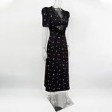 Sexy Hollow Lace Dress Women's Fashion Short Sleeve Elegant High Waist Slim Print Dress Summer Party Club Clothes Female 2026