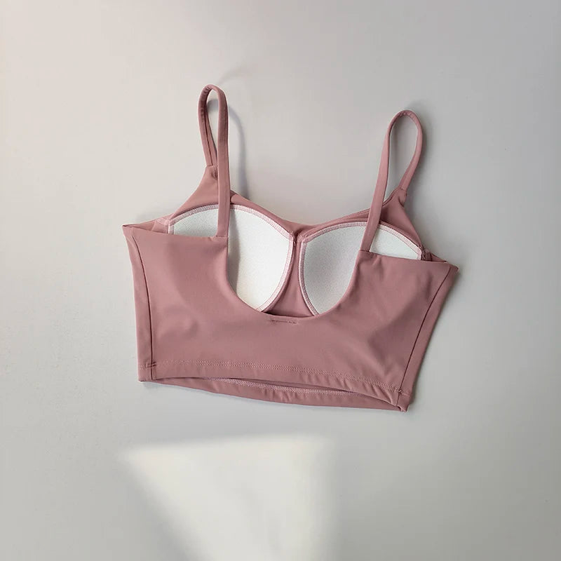 High-end Sports Bra Gym Camisole Fixed Pad Push-up Sports Underwear Women's Strapless Beauty Back Training Fitness Bra Yoga Bra