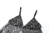 Weird Puss Sequins Patchwork Mesh Camisole Women v-Neck Sexy Backless Summer Trend Street Midnight Versatile Hottie Classic Tops