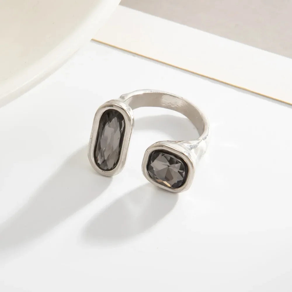 Minimalist Acrylic Rhinestone Open Ring for Women Korean Fashion Geometry Adjustable Knuckle Ring Party Jewelry Lady Gifts