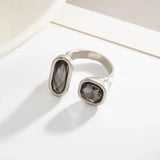 Minimalist Acrylic Rhinestone Open Ring for Women Korean Fashion Geometry Adjustable Knuckle Ring Party Jewelry Lady Gifts