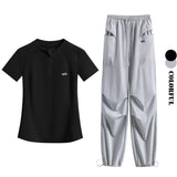 DRUR Summer Hiking Tracksuit Women Breathable Quick Dry Running Set  2 Piece Gym Outfit Slim Fit Sports Top Cargo Pants Suit New