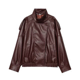 MUJER Faux Leather Women's Jacket Black Oversize Bomber Jackets for Women Outerwears Winter Overcoat Female Fashion Jacket Woman