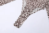Huhugirl Leopard Print Skinny Bodysuit Women Rompers Sexy Slim Fit Long Sleeves U-neck Bodycon Tops Female Jumpsuits Overalls