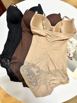 Women Seamless Lace Shapewear Bodysuit with Bra Postpartum Tummy Control Push Up Body Shaper
