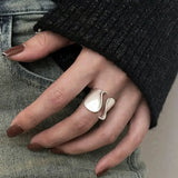 925 Sterling Silver Rings for Women Couple Minimalist Handmade Simple Big Open Ring Party Prevent Allergy Jewelry Holiday Gifts