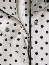 HH Woman Autumn Long Sleeves Turtleneck Zipper With Pockets Drawstring Casual Coats Women Fashion Polka Dot Printed Jacket