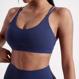 Solid Color Cross Fitness Bra Soft High Strength Women Tight Sport Top Comprehensive Training Gym Yoga Underwear With Chest Pad