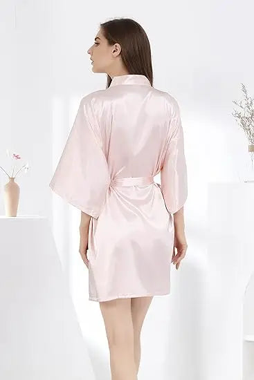RB032 2018 New Silk Kimono Robe Bathrobe Women Silk Bridesmaid Robes Sexy Navy Blue Robes Satin Robe Ladies Dressing Gowns