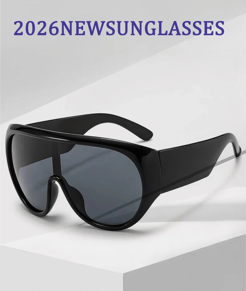 INS Popular Oversized Pilot Sunglasses Women Fashion Luxury Big Frame One Piece Gradient Sunglasses Retro Classic Thick Shades