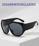 INS Popular Oversized Pilot Sunglasses Women Fashion Luxury Big Frame One Piece Gradient Sunglasses Retro Classic Thick Shades