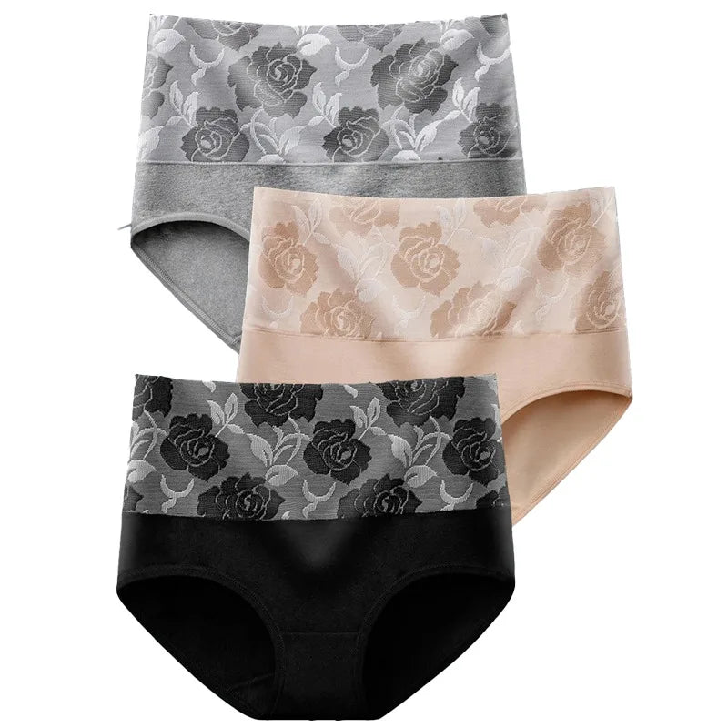 3Pcs/Lot Women's Underwear Plus Size Cotton Panties High Waist Briefs Sexy Lingerie Female Pantys M-5XL Seamless Underpant Girls