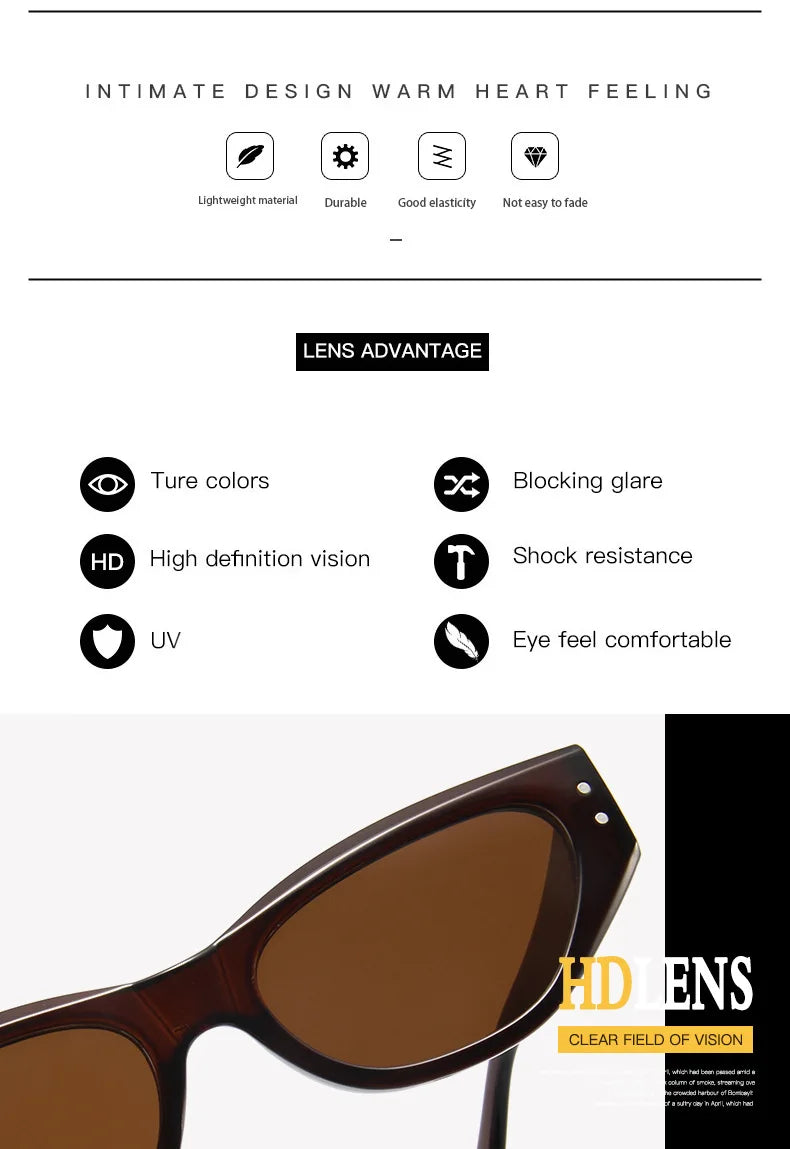 Retro Cat Eye Sunglasses Women Vintage Small Eyewear Women Men Rivet Sun Glasses Female Luxury Brand Eyewear UV400
